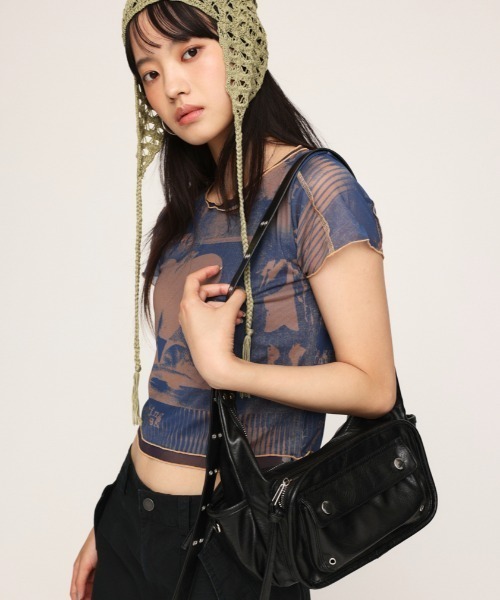 SLY（スライ）の「MANY POCKET CROSS BAG メニー ポケット クロス バッグ（ショルダーバッグ・レディース・ブラウン/ブラック・FREE）」の12枚目の写真