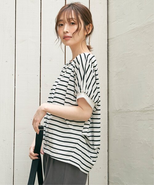 ikka(イッカ)の「【接触冷感/親子コーデ】冷感ドルマンタックプルオーバー(Tシャツ/カットソー・レディース・イエロー/ベージュ/グリーン/ブラック/オフホワイト・S/M/L)」の7枚目の写真