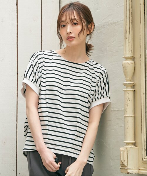 ikka(イッカ)の「【接触冷感/親子コーデ】冷感ドルマンタックプルオーバー(Tシャツ/カットソー・レディース・イエロー/ベージュ/グリーン/ブラック/オフホワイト・S/M/L)」の8枚目の写真