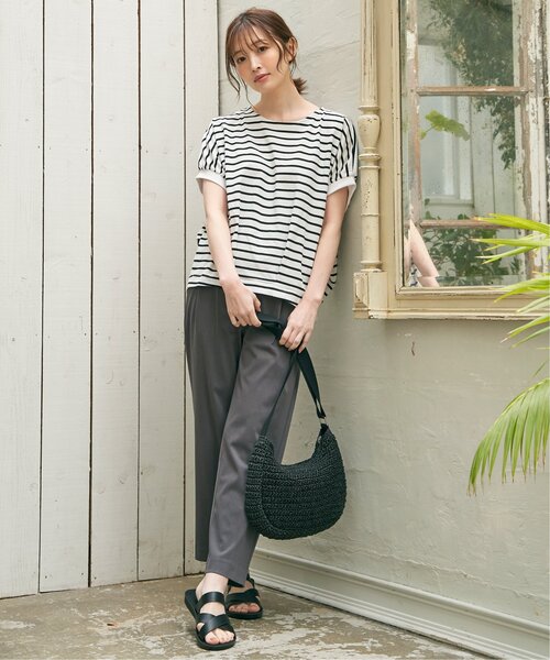 ikka(イッカ)の「【接触冷感/親子コーデ】冷感ドルマンタックプルオーバー(Tシャツ/カットソー・レディース・イエロー/ベージュ/グリーン/ブラック/オフホワイト・S/M/L)」の9枚目の写真