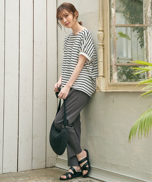 ikka(イッカ)の「【接触冷感/親子コーデ】冷感ドルマンタックプルオーバー(Tシャツ/カットソー・レディース・イエロー/ベージュ/グリーン/ブラック/オフホワイト・S/M/L)」の10枚目の写真