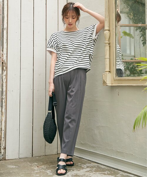 ikka(イッカ)の「【接触冷感/親子コーデ】冷感ドルマンタックプルオーバー(Tシャツ/カットソー・レディース・イエロー/ベージュ/グリーン/ブラック/オフホワイト・S/M/L)」の11枚目の写真