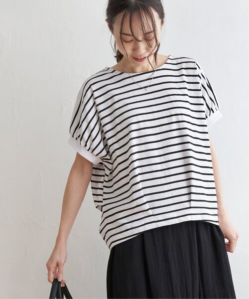 ikka(イッカ)の「【接触冷感/親子コーデ】冷感ドルマンタックプルオーバー(Tシャツ/カットソー・レディース・イエロー/ベージュ/グリーン/ブラック/オフホワイト・S/M/L)」の12枚目の写真