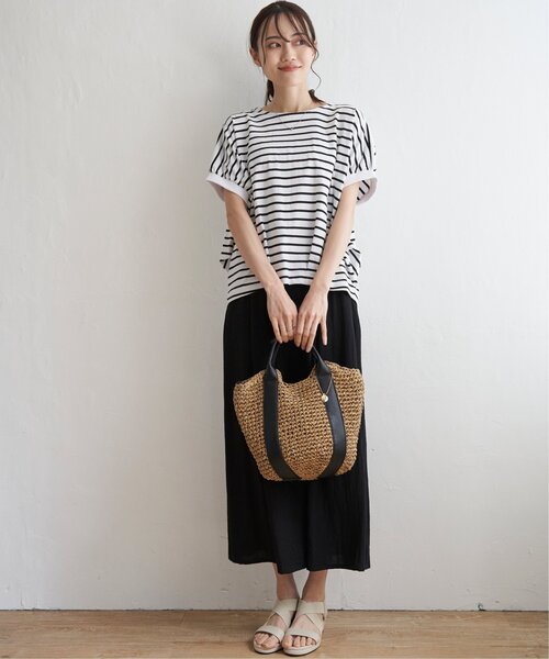 ikka(イッカ)の「【接触冷感/親子コーデ】冷感ドルマンタックプルオーバー(Tシャツ/カットソー・レディース・イエロー/ベージュ/グリーン/ブラック/オフホワイト・S/M/L)」の15枚目の写真