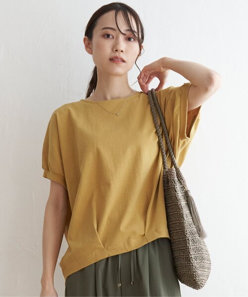 ikka(イッカ)の「【接触冷感/親子コーデ】冷感ドルマンタックプルオーバー(Tシャツ/カットソー・レディース・イエロー/ベージュ/グリーン/ブラック/オフホワイト・S/M/L)」の19枚目の写真