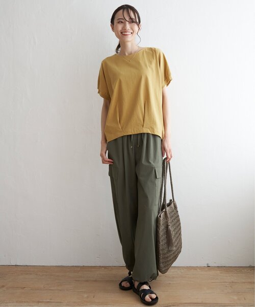 ikka(イッカ)の「【接触冷感/親子コーデ】冷感ドルマンタックプルオーバー(Tシャツ/カットソー・レディース・イエロー/ベージュ/グリーン/ブラック/オフホワイト・S/M/L)」の20枚目の写真