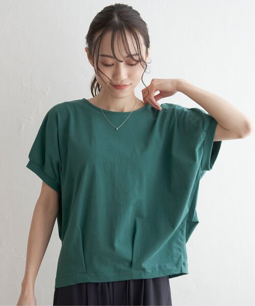 ikka(イッカ)の「【接触冷感/親子コーデ】冷感ドルマンタックプルオーバー(Tシャツ/カットソー・レディース・イエロー/ベージュ/グリーン/ブラック/オフホワイト・S/M/L)」の22枚目の写真