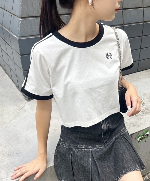 one after another NICE CLAUP(ワンアフターアナザーナイスクラップ)の「サイドラインスポーツT/WEB限定アイテム(Tシャツ/カットソー・レディース・オフホワイト/ブラック/ピンク・FREE)」の2枚目の写真
