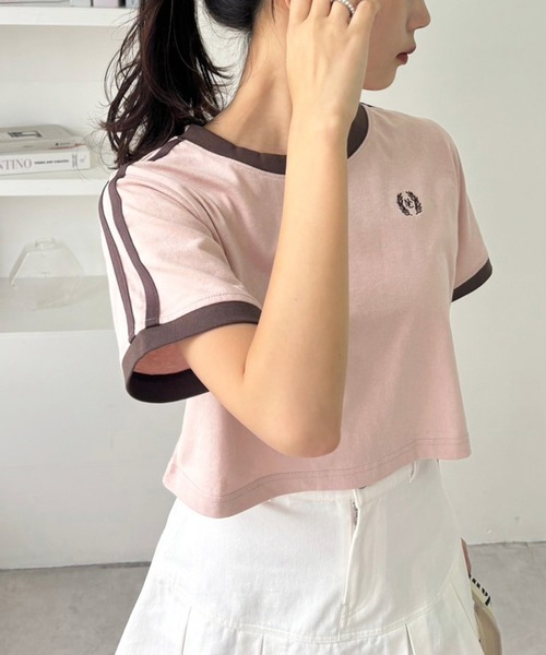 one after another NICE CLAUP(ワンアフターアナザーナイスクラップ)の「サイドラインスポーツT/WEB限定アイテム(Tシャツ/カットソー・レディース・オフホワイト/ブラック/ピンク・FREE)」の3枚目の写真