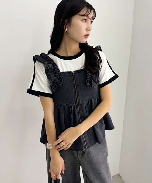 one after another NICE CLAUP(ワンアフターアナザーナイスクラップ)の「サイドラインスポーツT/WEB限定アイテム(Tシャツ/カットソー・レディース・オフホワイト/ブラック/ピンク・FREE)」の18枚目の写真