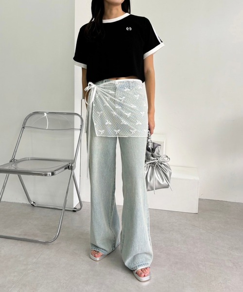 one after another NICE CLAUP(ワンアフターアナザーナイスクラップ)の「サイドラインスポーツT/WEB限定アイテム(Tシャツ/カットソー・レディース・オフホワイト/ブラック/ピンク・FREE)」の6枚目の写真