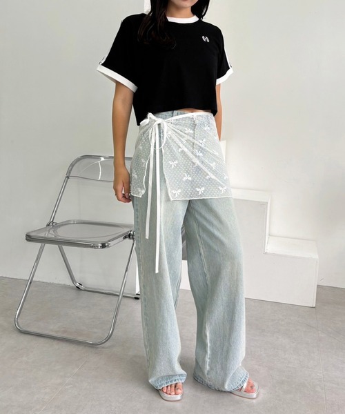 one after another NICE CLAUP(ワンアフターアナザーナイスクラップ)の「サイドラインスポーツT/WEB限定アイテム(Tシャツ/カットソー・レディース・オフホワイト/ブラック/ピンク・FREE)」の7枚目の写真