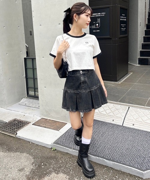 one after another NICE CLAUP(ワンアフターアナザーナイスクラップ)の「サイドラインスポーツT/WEB限定アイテム(Tシャツ/カットソー・レディース・オフホワイト/ブラック/ピンク・FREE)」の4枚目の写真