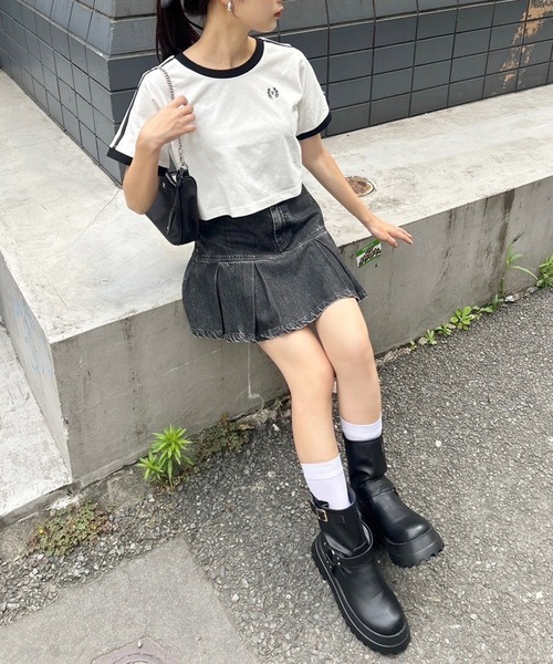 one after another NICE CLAUP(ワンアフターアナザーナイスクラップ)の「サイドラインスポーツT/WEB限定アイテム(Tシャツ/カットソー・レディース・オフホワイト/ブラック/ピンク・FREE)」の13枚目の写真