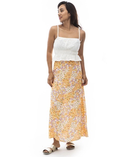 BILLABONG（ビラボン）の「BILLABONG レディース MIDI MOMENT スカート 【2024年夏モデル】/ビラボンフラワーモチーフ総柄スカート（スカート・レディース・オレンジ系その他・SMALL）」の2枚目の写真