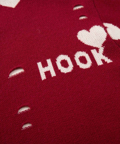 HOOK(フック)の「HOOK -original- ボロボロのハート総柄クレイジーステッチカーディガン(カーディガン/ボレロ・メンズ・ブラック/ライトベージュ/レッド・XL/L/M)」の10枚目の写真