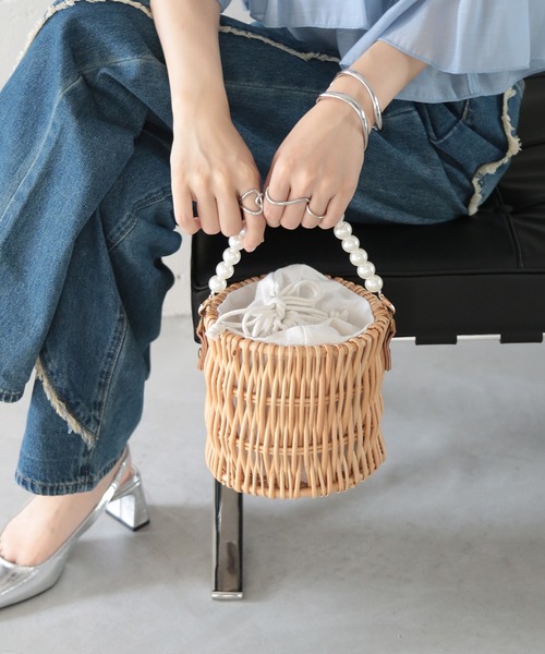 セール】【SETUP7】パールハンドルショルダーかごバッグ KNF（かご
