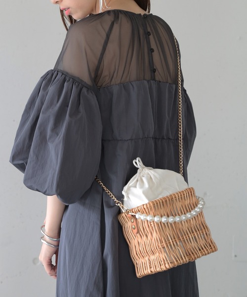 セール】【SETUP7】パールハンドルショルダーかごバッグ KNF（かご