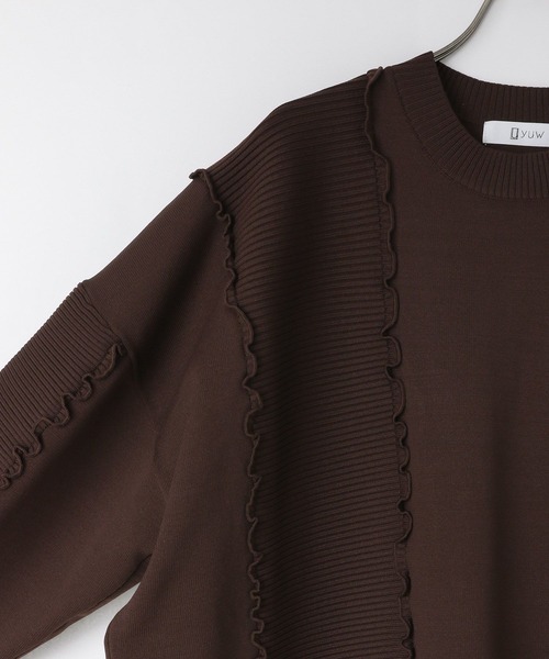 yuw(ユウ)の「【マシンウォッシャブル可能】パネルメローニットワンピース 133767(ワンピース・レディース・ブラック/レッド/ブラウン・FREE)」の8枚目の写真