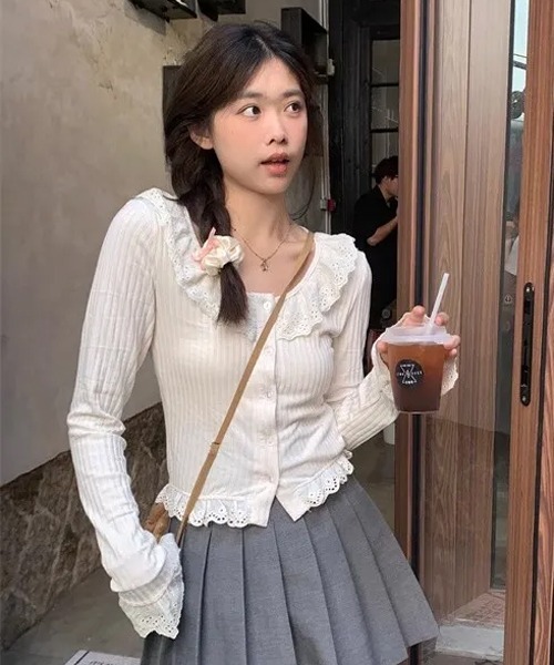 Mayree（メイリー）の「【Mayree】フリル レース ブラウス（シャツ/ブラウス・レディース・ホワイト/ピンク・SMALL/MEDIUM/LARGE）」の2枚目の写真