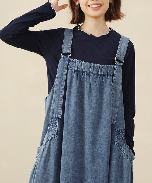Doux Belle(ドゥーベル)の「ベーシックリブニットトップス(Tシャツ/カットソー・レディース・ネイビー/イエロー/ブラック/グレー/ブルー/オフホワイト・MEDIUM/LARGE/X-LARGE)」の1枚目の写真