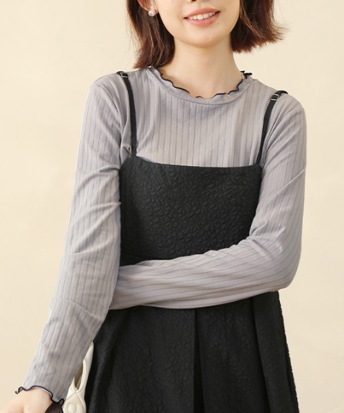 Doux Belle(ドゥーベル)の「ベーシックリブニットトップス(Tシャツ/カットソー・レディース・ネイビー/イエロー/ブラック/グレー/ブルー/オフホワイト・MEDIUM/LARGE/X-LARGE)」の21枚目の写真