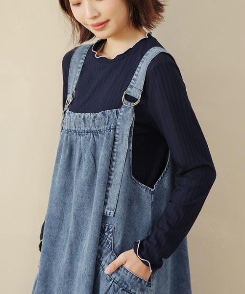 Doux Belle(ドゥーベル)の「ベーシックリブニットトップス(Tシャツ/カットソー・レディース・ネイビー/イエロー/ブラック/グレー/ブルー/オフホワイト・MEDIUM/LARGE/X-LARGE)」の13枚目の写真