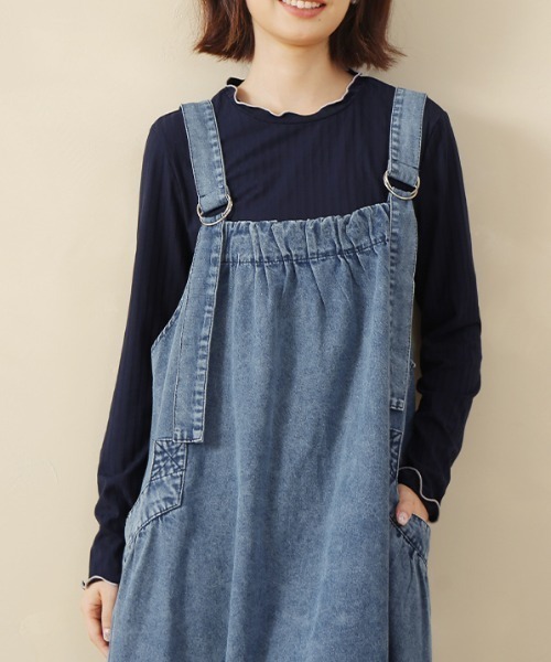 Doux Belle(ドゥーベル)の「ベーシックリブニットトップス(Tシャツ/カットソー・レディース・ネイビー/イエロー/ブラック/グレー/ブルー/オフホワイト・MEDIUM/LARGE/X-LARGE)」の15枚目の写真
