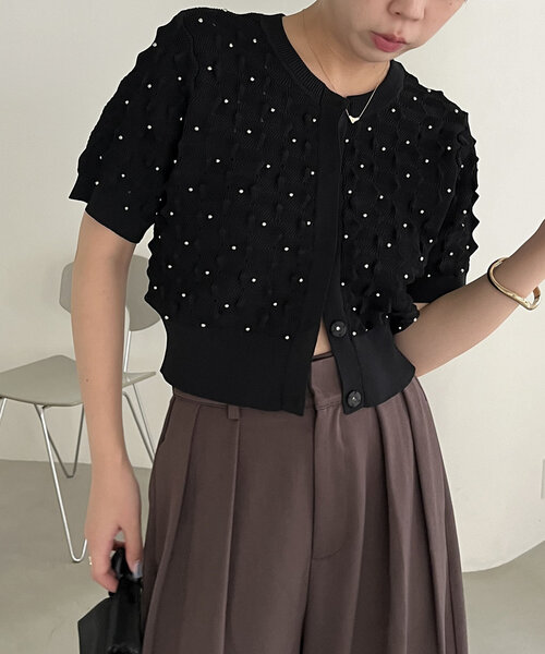 カプリシューレマージュ　シースルー水玉　黒トップス カプリシューレマージュ シースルー水玉 黒トップス MAISON BREEZE