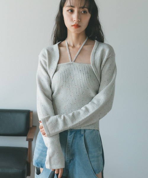 【最終お値下げ中‼️】ラメスパンコールボレロアンサンブルニット VANNIE U VANNIE U（ヴァニーユー）の「ラメスパンコールボレロ