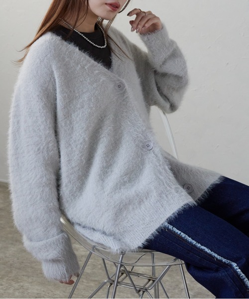 セール】シャギーVネックカーデ（カーディガン/ボレロ）｜ap retro