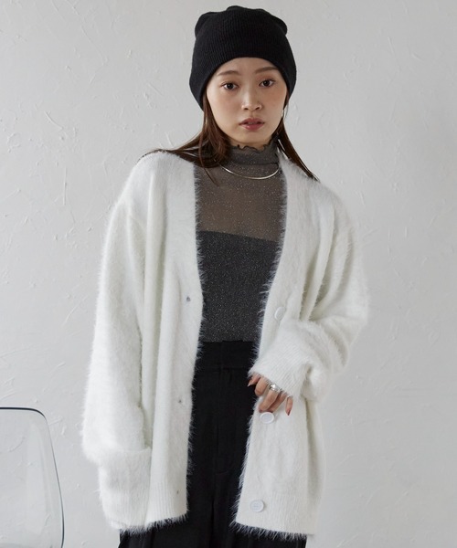 アルベロベロ　カーディガン　白 スラブニットカーディガン（カーディガン/ボレロ）｜archives