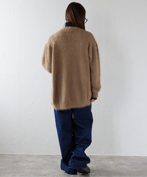 ap retro（アプレトロ）の「シャギーVネックカーデ（カーディガン/ボレロ・レディース・ベージュ/ピンク/オフホワイト/グレー/チャコールグレー/ブラック・FREE）」の18枚目の写真