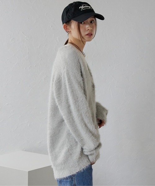 ap retro（アプレトロ）の「シャギーVネックカーデ（カーディガン/ボレロ・レディース・ベージュ/ピンク/オフホワイト/グレー/チャコールグレー/ブラック・FREE）」の20枚目の写真