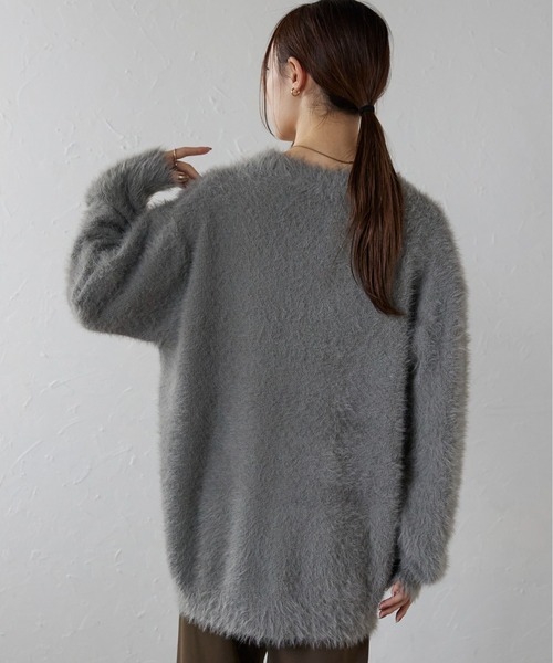 ap retro（アプレトロ）の「シャギーVネックカーデ（カーディガン/ボレロ・レディース・ベージュ/ピンク/オフホワイト/グレー/チャコールグレー/ブラック・FREE）」の9枚目の写真