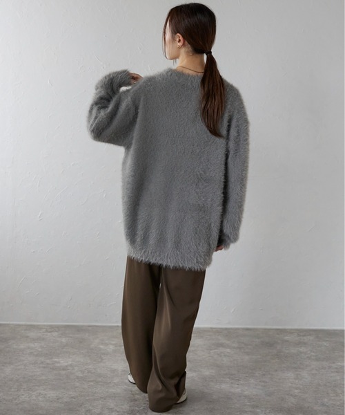 ap retro（アプレトロ）の「シャギーVネックカーデ（カーディガン/ボレロ・レディース・ベージュ/ピンク/オフホワイト/グレー/チャコールグレー/ブラック・FREE）」の12枚目の写真