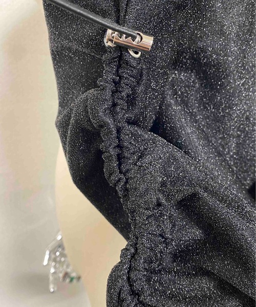 WEGO（ウィゴー）の「WEGO/ラメギャザーバッグ（トートバッグ・レディース・ブラック/グレー・FREE）」の4枚目の写真