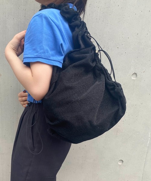 WEGO（ウィゴー）の「WEGO/ラメギャザーバッグ（トートバッグ・レディース・ブラック/グレー・FREE）」の12枚目の写真