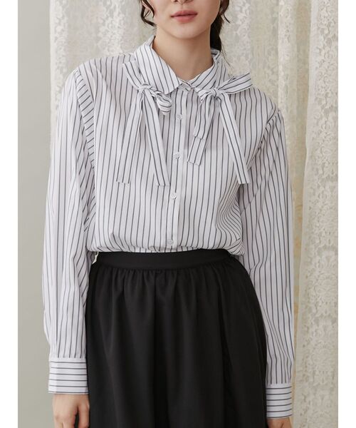 merry jenny（メリージェニー）の「リボンリボンシャツ（シャツ/ブラウス・レディース・オフホワイト/その他1/ブラック・FREE）」の10枚目の写真