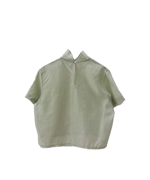 ブラウス シャツ シアーハイネックブラウス／sheer highneck blouse 半袖 スタンドネック シースルー シマー きれいめ シンプル シアーハイネックブラウス／sheer highneck blouse 半袖