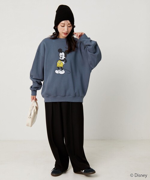 TMT×MICKEY ミッキー スウェット ヴィンテージ加工 インディゴブルー M/TMT×MICKEYミッキー/スウェット/ヴィンテージ加工/インディゴ