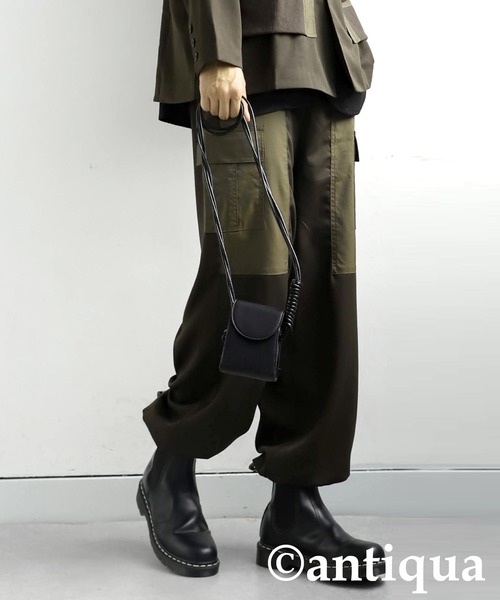 antiqua アンティカ カーゴパンツ ブラック antiqua カーゴパンツ 切り替えカーゴパンツ レディース メンズ
