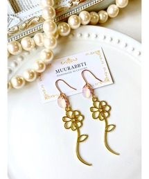 【MUURABBTI】一輪の花とペタルビーズピアス(MA)