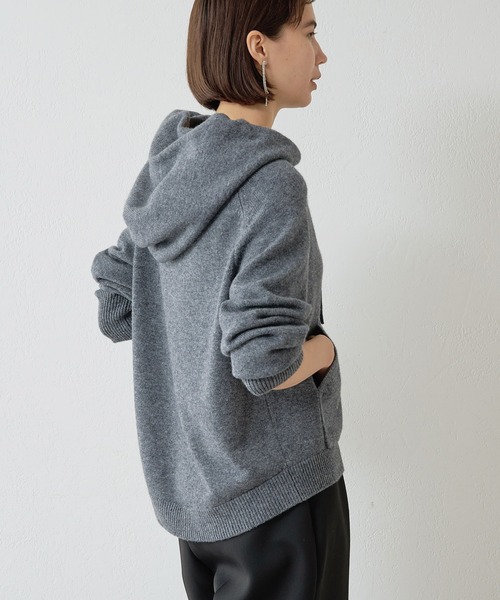 ウィムガゼット カシミヤ100% ニットプルオーバー　グレー カシミヤ混クルーネックファーニット | Whim Gazette(ウィム ガゼット
