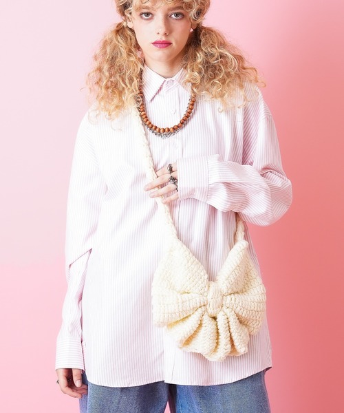 an meets zakka ビッグリボンニットショルダーバッグ / レディース