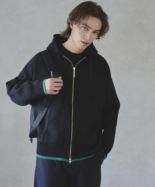 【セール】【HEREIAM MEN】バイカラースムースニットパーカー（パーカー）｜HEREIAM（ヘレイアム）