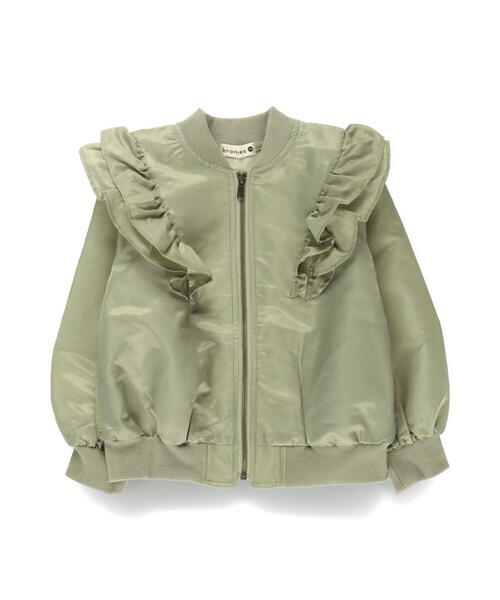 BRANSHES(ブランシェス)の「フリルMA-1ブルゾン(MA-1・キッズ・ピンク/カーキオリーブ・150/100/140/90/110/120/130)」の9枚目の写真