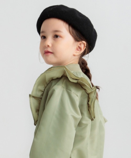 BRANSHES(ブランシェス)の「フリルMA-1ブルゾン(MA-1・キッズ・ピンク/カーキオリーブ・150/100/140/90/110/120/130)」の4枚目の写真