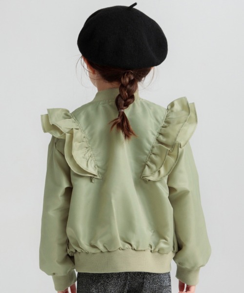 BRANSHES(ブランシェス)の「フリルMA-1ブルゾン(MA-1・キッズ・ピンク/カーキオリーブ・150/100/140/90/110/120/130)」の5枚目の写真