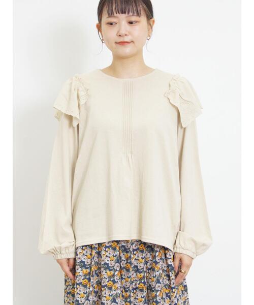 Samansa Mos2(サマンサ モスモス)の「肩ハンカチ刺繍レースカットソー(Tシャツ/カットソー・レディース・グリーン/ブラック/キナリ・F)」の12枚目の写真